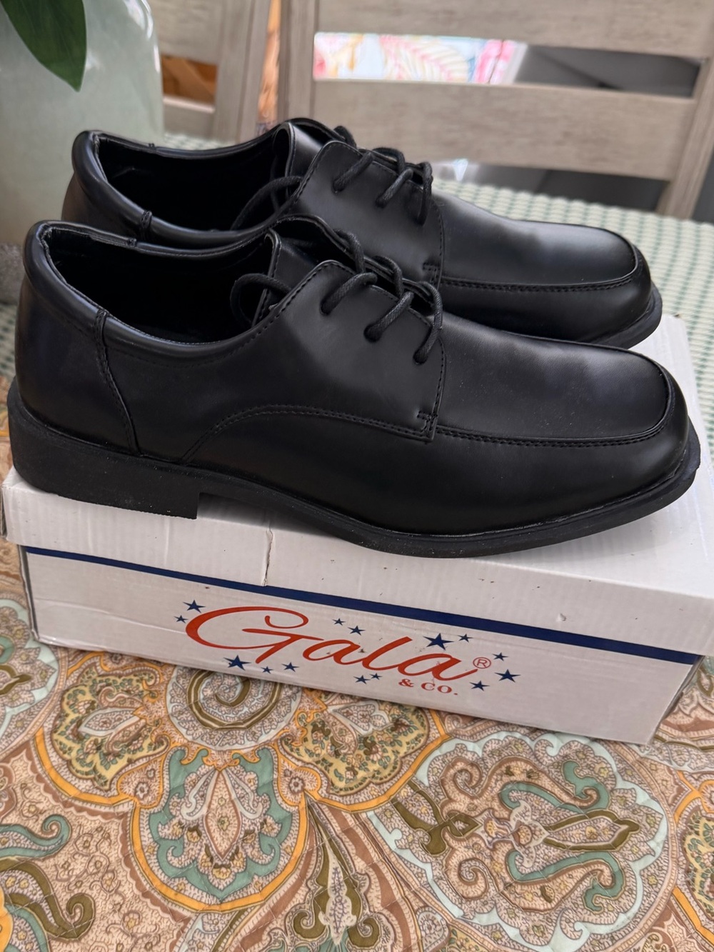 New Boy’s Dress Oxford Lace-Up Formal Shoes Sz 7 NIB Black Gala & Co